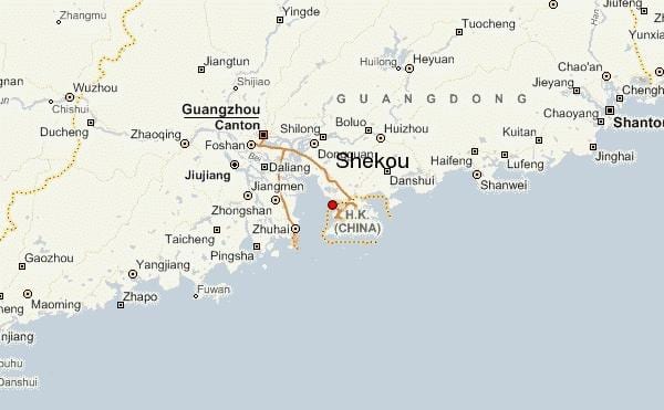 shekou la carte de la Chine