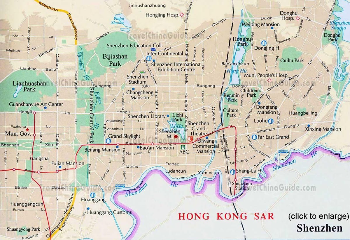 Shenzhen guangdong Chine carte
