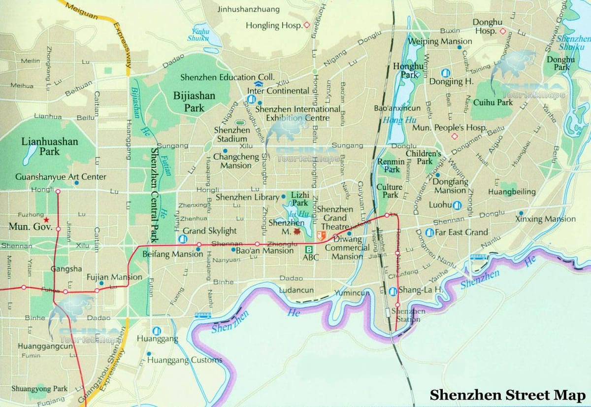 carte de Shenzhen de la rue