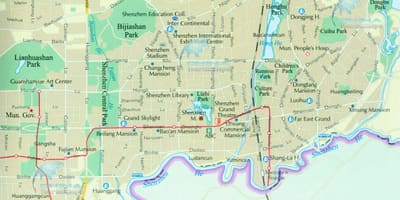 Carte du centre-ville de Shenzhen