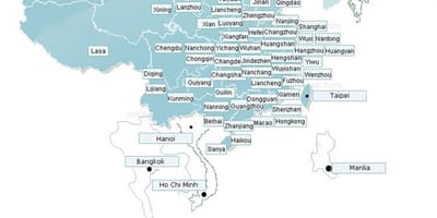 Carte de Shenzhen compagnies aériennes de l'itinéraire