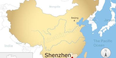 Shenzhen emplacement dans la carte de la Chine
